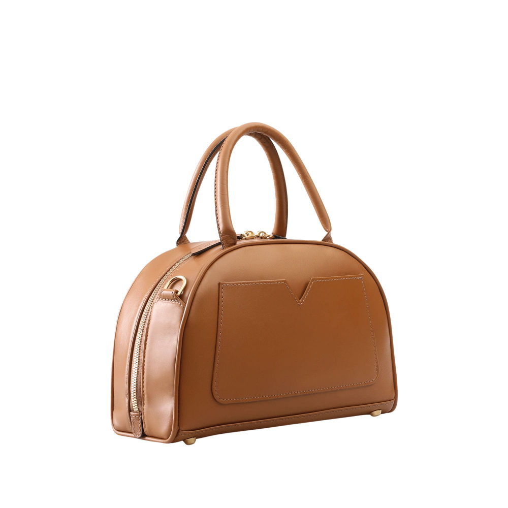 Handle bag as crossbody bag made of nappa leather Caramel